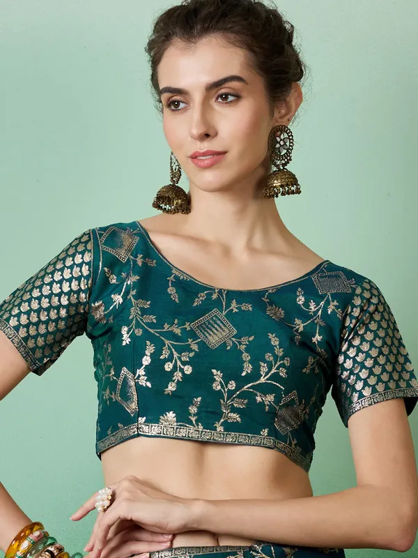 Teal_Blue_Dola_Cotton_Premium_&_Elegant_(_Rich_)_Saree_With_Blouse_Piece_For_Women