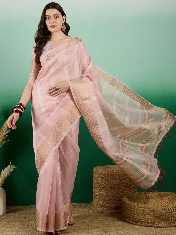Pink_Khadi_Organza_Premium_&_Elegant_(_All_Over_Sequin_Work_)_Saree_With_Blouse_Piece_For_Women