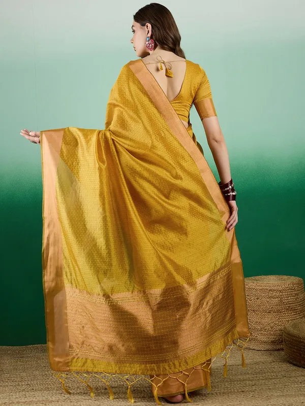 Golden_Khadi_Organza_Premium_&_Elegant_(_Self_Design,_Zari_Border_)_Saree_With_Blouse_Piece_For_Women