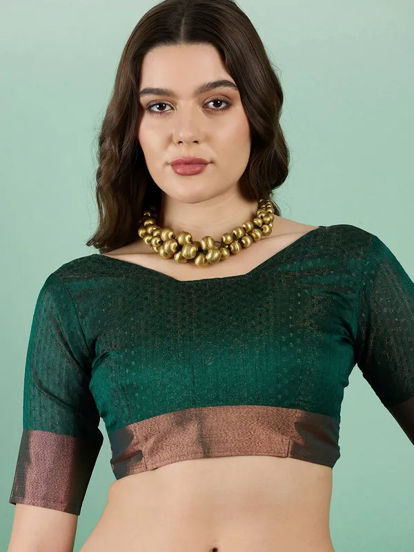 Green_Khadi_Organza_Premium_&_Elegant_(_Self_Design,_Zari_Border_)_Saree_With_Blouse_Piece_For_Women