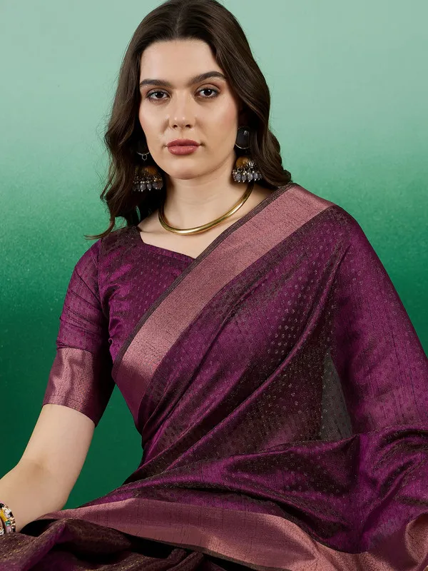 Purple_Khadi_Organza_Premium_&_Elegant_(_Self_Design,_Zari_Border_)_Saree_With_Blouse_Piece_For_Women