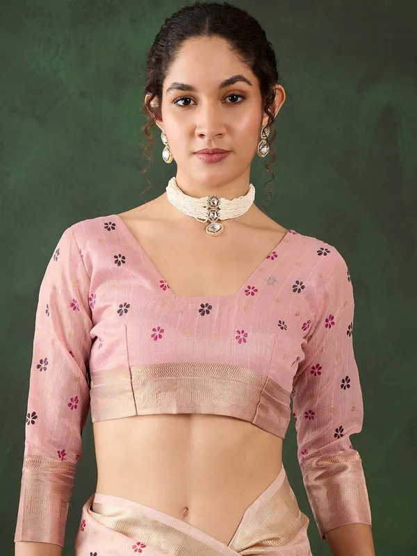 Babypink_Khadi_Organza_Premium_&_Elegant_(_Rich_Pallu_)_Saree_With_Blouse_Piece_For_Women