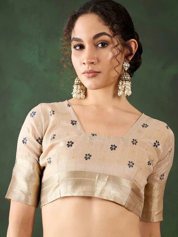 Beige_Khadi_Organza_Premium_&_Elegant_(_Rich_Pallu_)_Saree_With_Blouse_Piece_For_Women