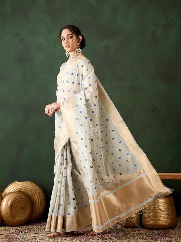 Blue_Khadi_Organza_Premium_&_Elegant_(_Rich_Pallu_)_Saree_With_Blouse_Piece_For_Women