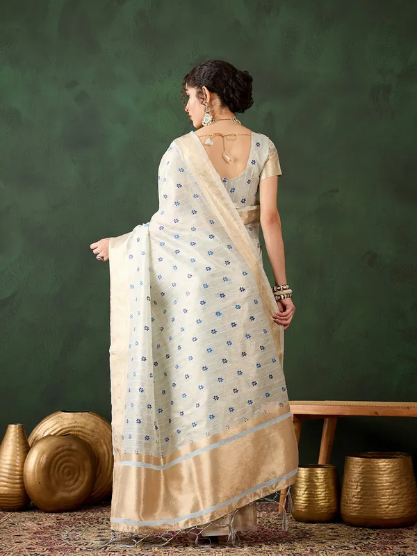 Blue_Khadi_Organza_Premium_&_Elegant_(_Rich_Pallu_)_Saree_With_Blouse_Piece_For_Women