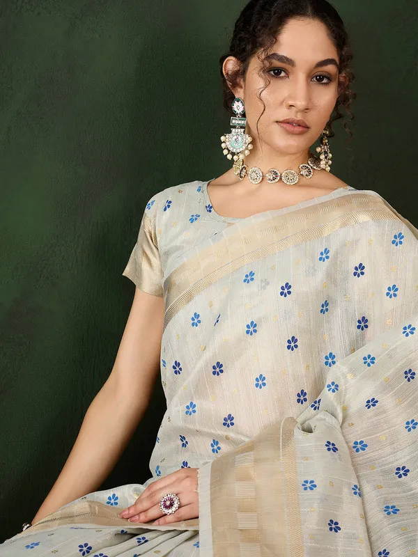 Blue_Khadi_Organza_Premium_&_Elegant_(_Rich_Pallu_)_Saree_With_Blouse_Piece_For_Women