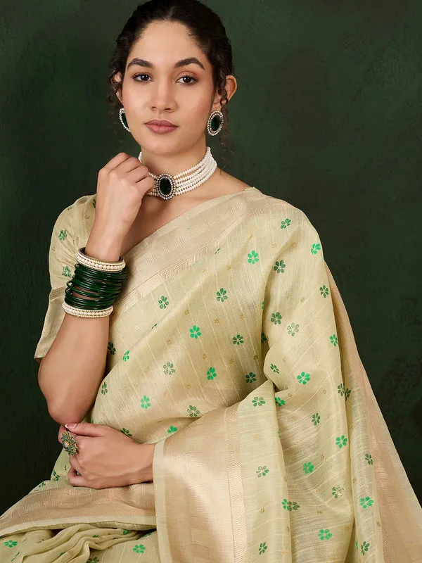 Green_Khadi_Organza_Premium_&_Elegant_(_Rich_Pallu_)_Saree_With_Blouse_Piece_For_Women