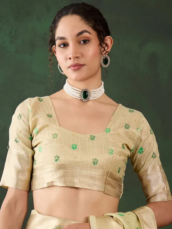 Green_Khadi_Organza_Premium_&_Elegant_(_Rich_Pallu_)_Saree_With_Blouse_Piece_For_Women