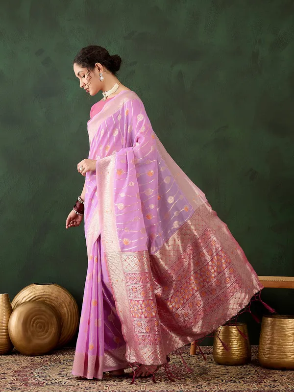 Lavender_Cotton_Silk___Premium_&_Elegant_(_Rich_Pallu_)_Saree_With_Blouse_Piece_For_Women