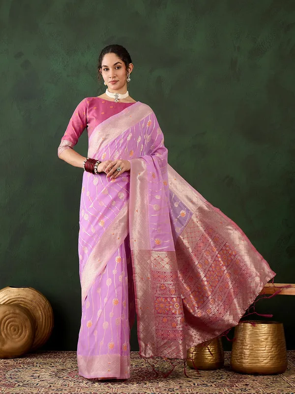 Lavender_Cotton_Silk___Premium_&_Elegant_(_Rich_Pallu_)_Saree_With_Blouse_Piece_For_Women