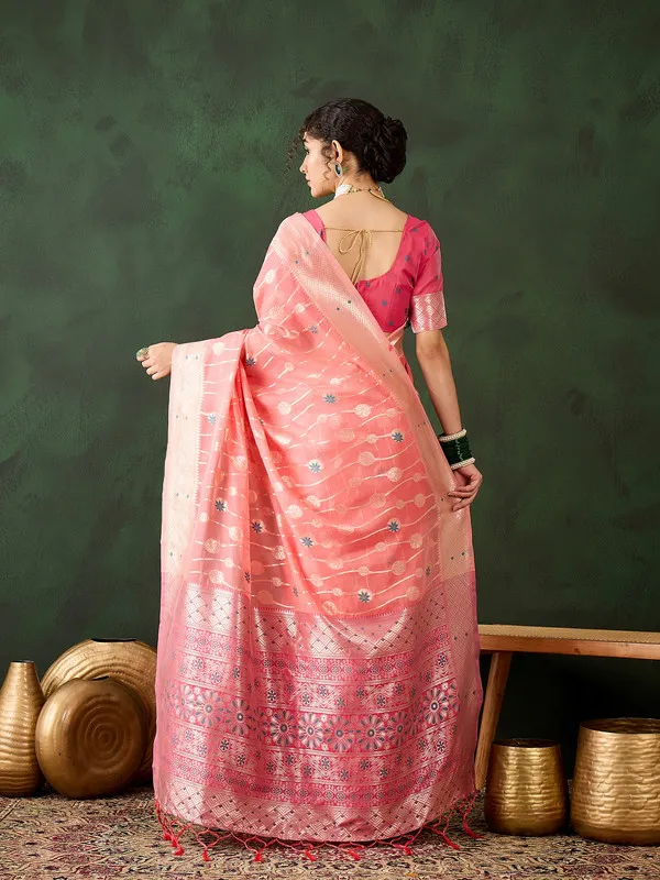 Peach_Cotton_Silk___Premium_&_Elegant_(_Rich_Pallu_)_Saree_With_Blouse_Piece_For_Women