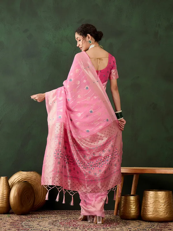 Pink_Cotton_Silk___Premium_&_Elegant_(_Rich_Pallu_)_Saree_With_Blouse_Piece_For_Women