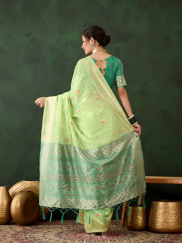 Pista_Green_Cotton_Silk___Premium_&_Elegant_(_Rich_Pallu_)_Saree_With_Blouse_Piece_For_Women