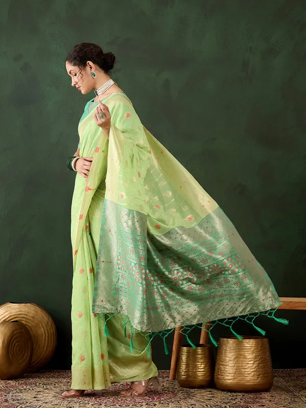 Pista_Green_Cotton_Silk___Premium_&_Elegant_(_Rich_Pallu_)_Saree_With_Blouse_Piece_For_Women
