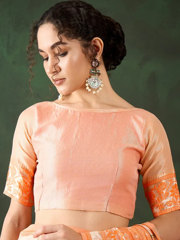 Orange_Cotton_Silk___Premium_&_Elegant_(_Matching_)_Saree_With_Blouse_Piece_For_Women