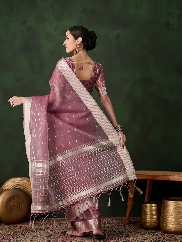 Maroon_Khadi_Organza_Premium_&_Elegant_(_Golden_Zari_Jacquard_)_Saree_With_Blouse_Piece_For_Women