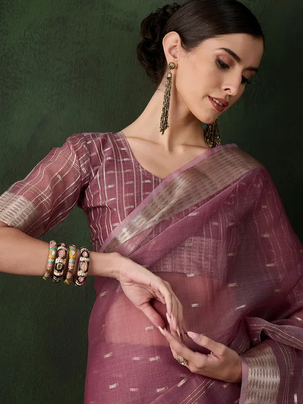 Maroon_Khadi_Organza_Premium_&_Elegant_(_Golden_Zari_Jacquard_)_Saree_With_Blouse_Piece_For_Women