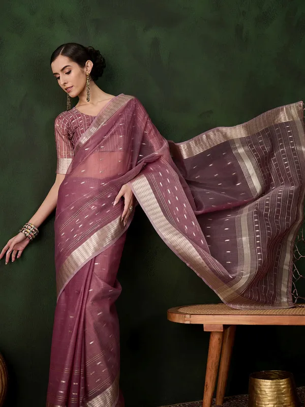 Maroon_Khadi_Organza_Premium_&_Elegant_(_Golden_Zari_Jacquard_)_Saree_With_Blouse_Piece_For_Women