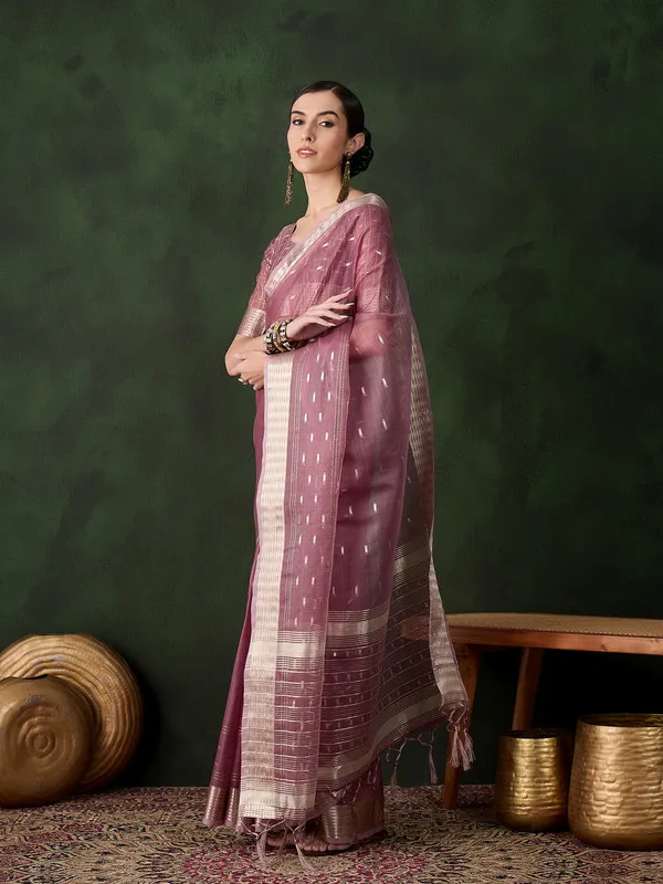 Maroon_Khadi_Organza_Premium_&_Elegant_(_Golden_Zari_Jacquard_)_Saree_With_Blouse_Piece_For_Women