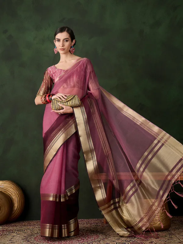 Maroon_Khadi_Organza_Premium_&_Elegant_Saree_With_Blouse_Piece_For_Women