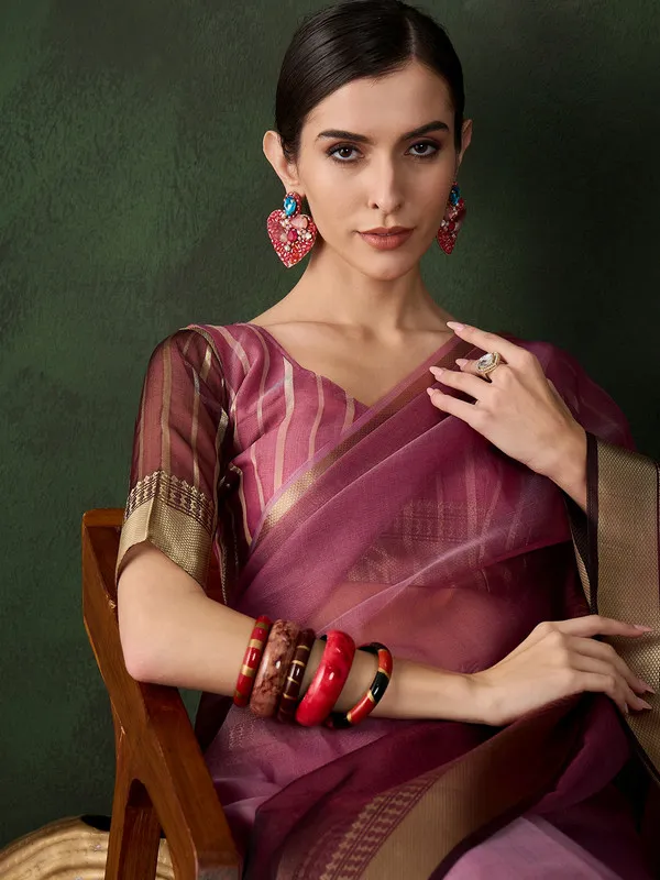 Maroon_Khadi_Organza_Premium_&_Elegant_Saree_With_Blouse_Piece_For_Women