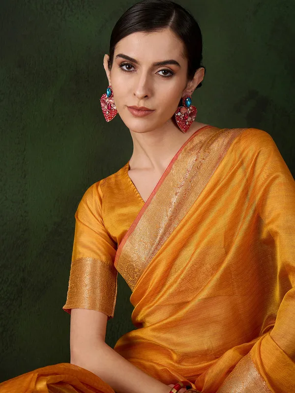 Golden_Khadi_Organza_Premium_&_Elegant_Saree_With_Blouse_Piece_For_Women
