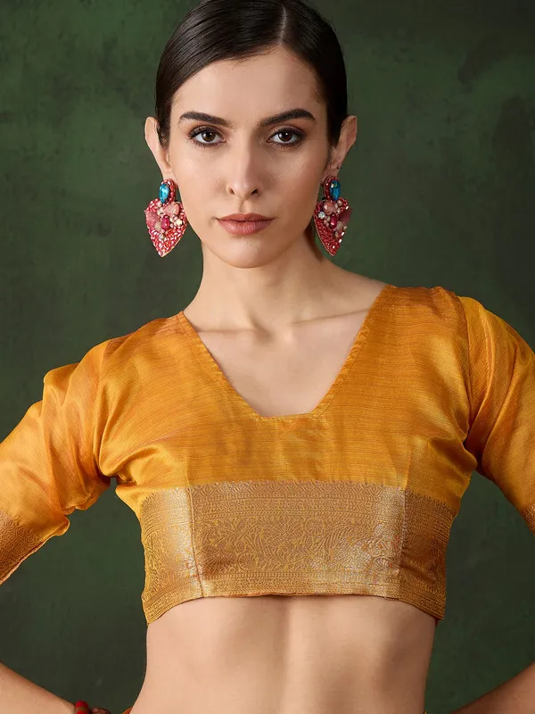 Golden_Khadi_Organza_Premium_&_Elegant_Saree_With_Blouse_Piece_For_Women