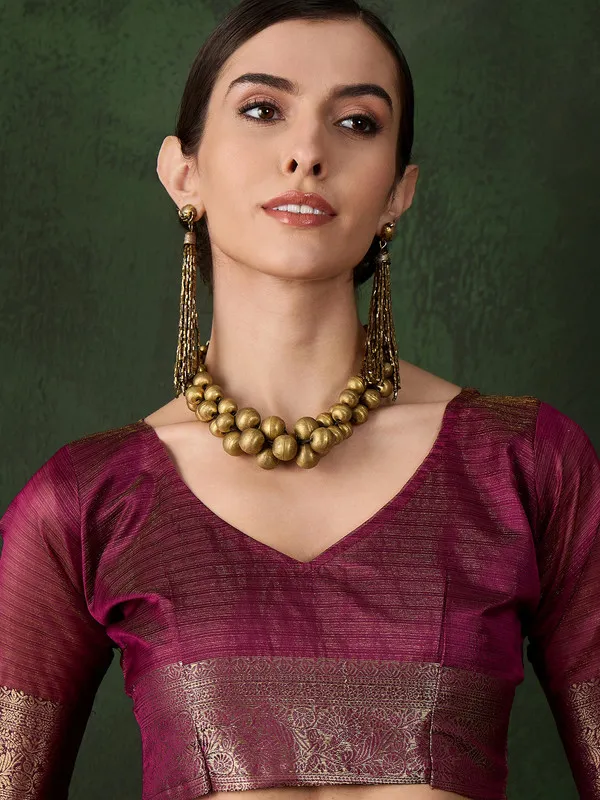 Maroon_Khadi_Organza_Premium_&_Elegant_Saree_With_Blouse_Piece_For_Women