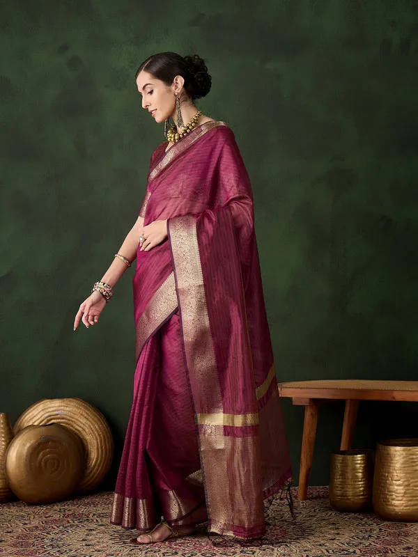 Maroon_Khadi_Organza_Premium_&_Elegant_Saree_With_Blouse_Piece_For_Women