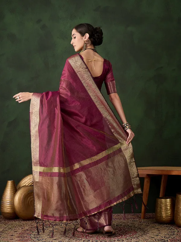 Maroon_Khadi_Organza_Premium_&_Elegant_Saree_With_Blouse_Piece_For_Women