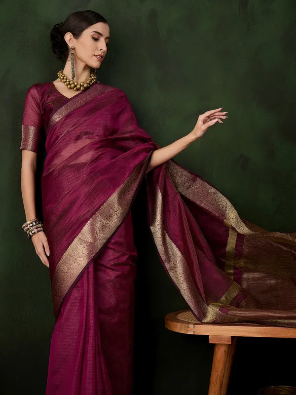 Maroon_Khadi_Organza_Premium_&_Elegant_Saree_With_Blouse_Piece_For_Women