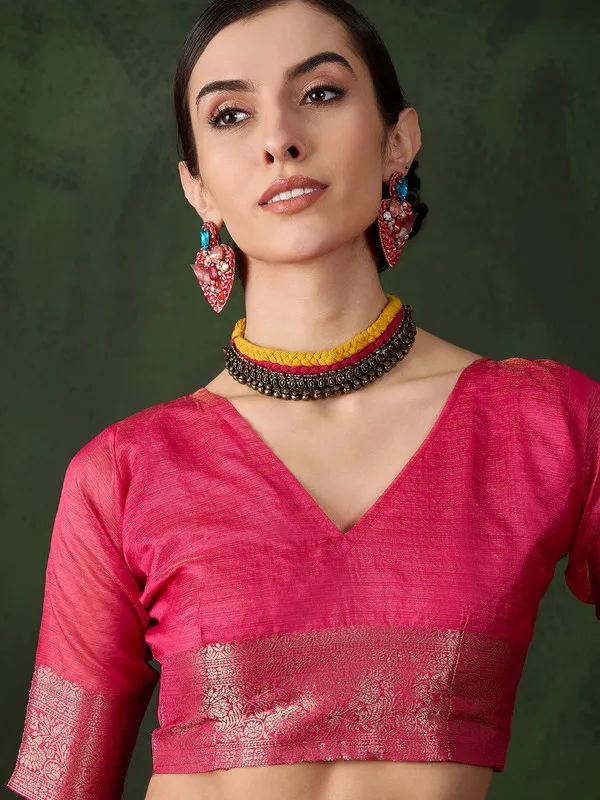 Pink_Khadi_Organza_Premium_&_Elegant_Saree_With_Blouse_Piece_For_Women