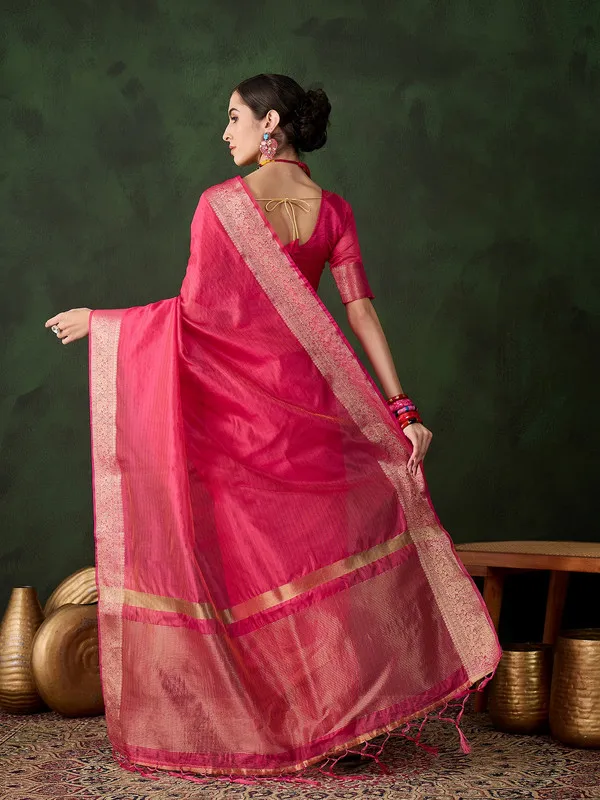 Pink_Khadi_Organza_Premium_&_Elegant_Saree_With_Blouse_Piece_For_Women