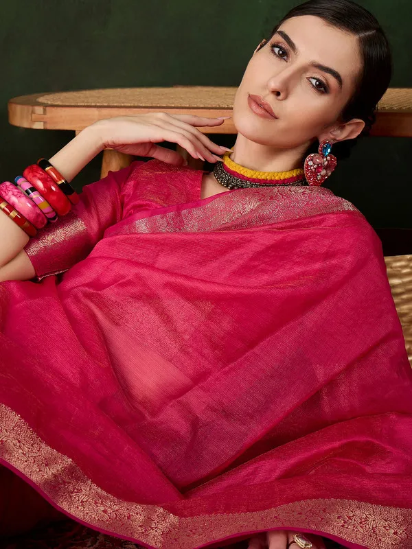Pink_Khadi_Organza_Premium_&_Elegant_Saree_With_Blouse_Piece_For_Women