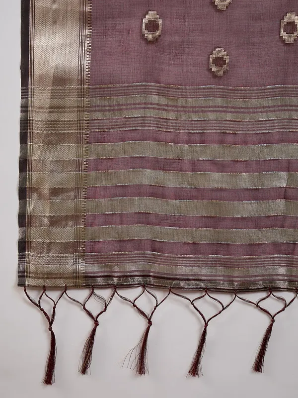 Darkbrown_Khadi_Organza_Premium_&_Elegant_(_Matching_)_Saree_With_Blouse_Piece_For_Women
