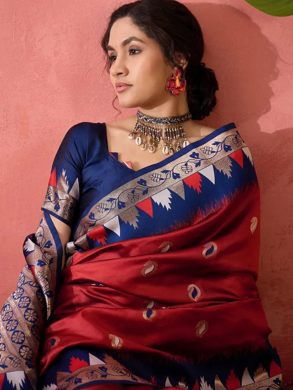 Red_Poly_Silk_Premium_&_Elegant_(_Rich_)_Saree_With_Blouse_Piece_For_Women