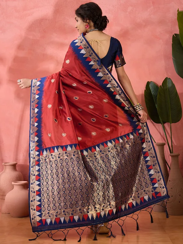 Red_Poly_Silk_Premium_&_Elegant_(_Rich_)_Saree_With_Blouse_Piece_For_Women