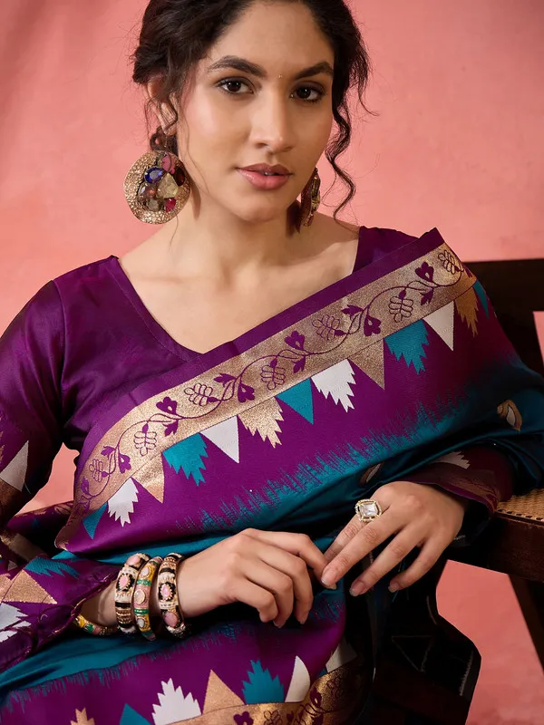 Teal_Poly_Silk_Premium_&_Elegant_(_Rich_)_Saree_With_Blouse_Piece_For_Women