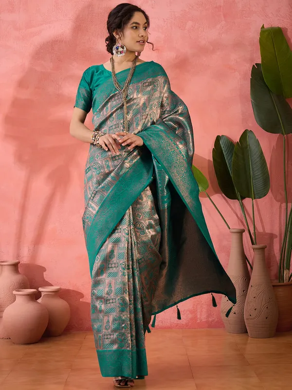 Green_Poly_Silk_Premium_&_Elegant_(_Rich_)_Saree_With_Blouse_Piece_For_Women