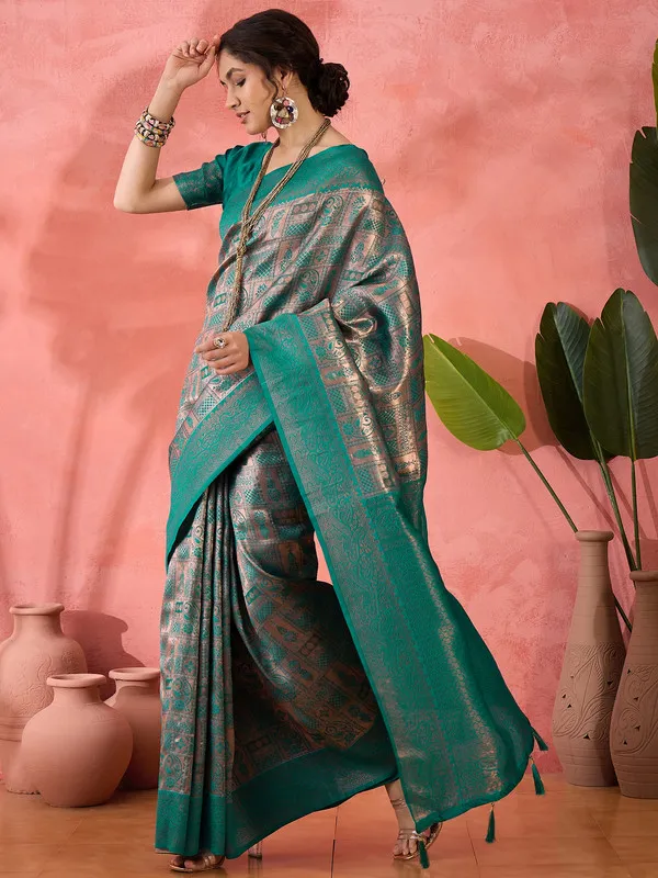 Green_Poly_Silk_Premium_&_Elegant_(_Rich_)_Saree_With_Blouse_Piece_For_Women