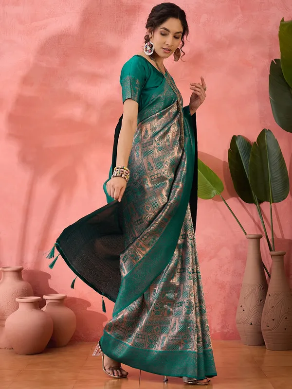 Green_Poly_Silk_Premium_&_Elegant_(_Rich_)_Saree_With_Blouse_Piece_For_Women