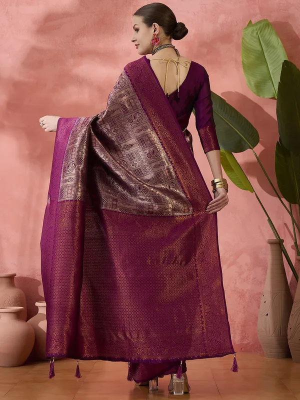 Purple_Poly_Silk_Premium_&_Elegant_(_Rich_)_Saree_With_Blouse_Piece_For_Women