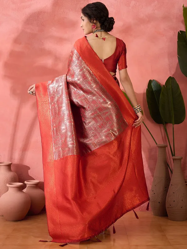 Red_Poly_Silk_Premium_&_Elegant_(_Rich_)_Saree_With_Blouse_Piece_For_Women