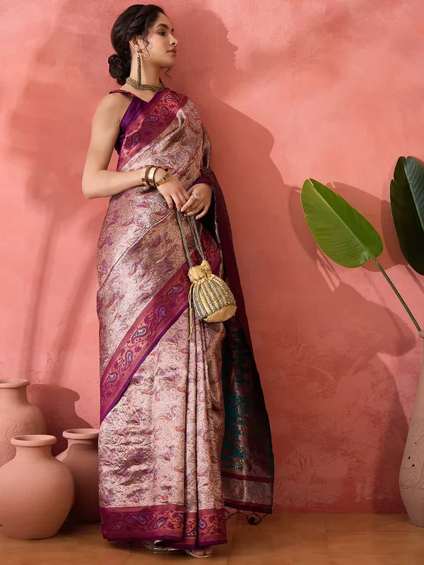 Burgandy_Cotton_Silk___Premium_&_Elegant_(_Rich_Zari_)_Saree_With_Blouse_Piece_For_Women