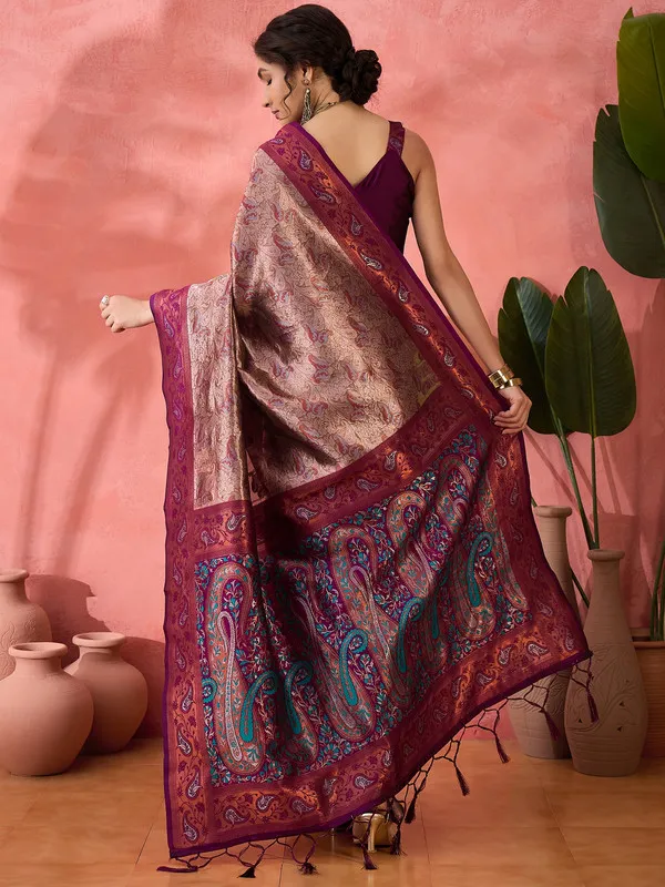 Burgandy_Cotton_Silk___Premium_&_Elegant_(_Rich_Zari_)_Saree_With_Blouse_Piece_For_Women