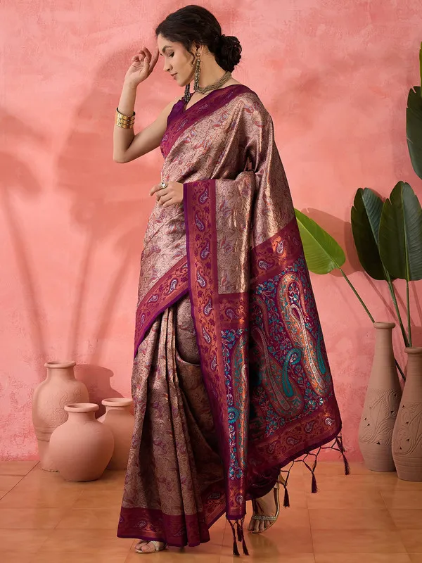 Burgandy_Cotton_Silk___Premium_&_Elegant_(_Rich_Zari_)_Saree_With_Blouse_Piece_For_Women