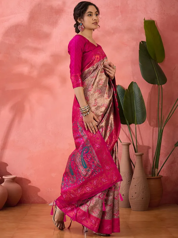 Pink_Cotton_Silk___Premium_&_Elegant_(_Rich_Zari_)_Saree_With_Blouse_Piece_For_Women