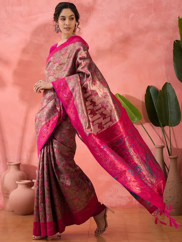 Pink_Cotton_Silk___Premium_&_Elegant_(_Rich_Zari_)_Saree_With_Blouse_Piece_For_Women