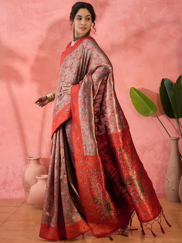 Red_Cotton_Silk___Premium_&_Elegant_(_Rich_Zari_)_Saree_With_Blouse_Piece_For_Women