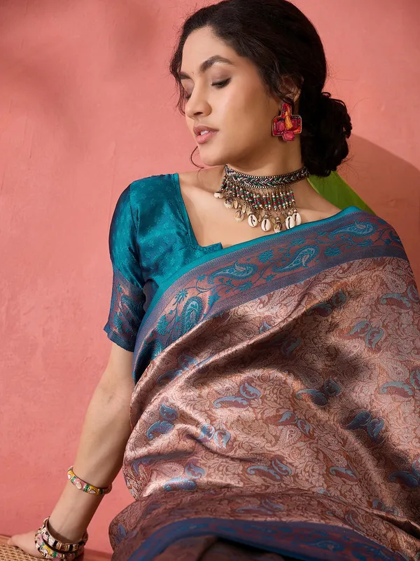 Tealblue_Cotton_Silk___Premium_&_Elegant_(_Rich_Zari_)_Saree_With_Blouse_Piece_For_Women